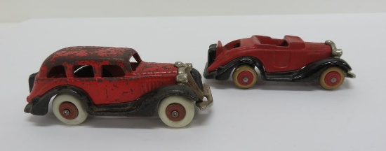 Cast iron cars with 4"nickel plated grills and bumpers, 4"