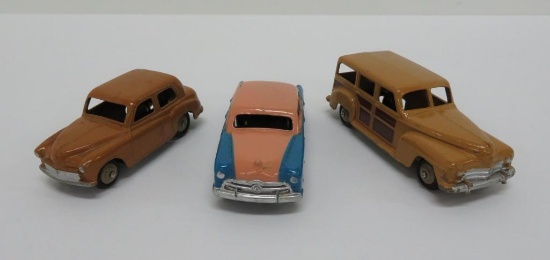 Three Dinky Toy cars and wagoneer, 3 1/4" to 4"