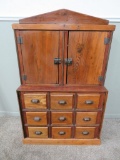 Great two door multi drawer storage cupboard, tramp art