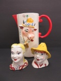Regal China Old McDonald Cow pitcher and boy & girl salt and pepper shakers