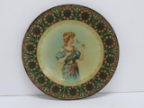 Vienna art plate, tin, woman with flower, 10