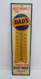 Dad's Rootbeer advertising metal thermometer, Tastes like Root Beer Should, 26 3/4