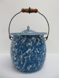 Blue swirl enamelware, graniteware pail, 10
