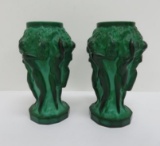 Malachite glass nude vases, 5