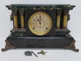 Seth Thomas mantle clock, sphinx sides, marblized finish, 15 1/2