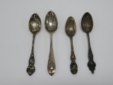 Four souvenir sterling silver spoons Chicago and Scott County Bank