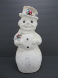 Large Snowman candy container with mica flakes, 12