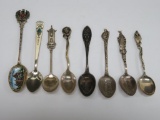 Eight sterling souvenir spoons