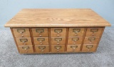 12 drawer card file cabinet coffee table, oak