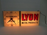 Lyons Products light up dealer clock, works, 24