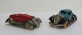 Two fabulous cast iron cars with nickel plated grills