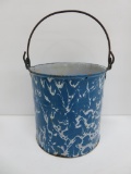 Blue swirl enamelware, graniteware berry pail, 5