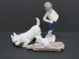 Three cute Royal Copenhagen figures, mouse, dog and boy