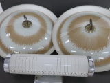 Two Mid Century Modern saucer retractable light fixtures, 17