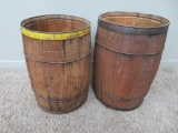 Two wooden nail kegs, 17