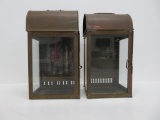 Two brass candle carriage lanterns, 12