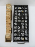 Metal letters, numbers in wood sorter box, 1