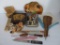 Nice lot of vintage sewing items, thread box, thimbles and advertising