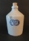 Miniature stoneware jug, C D, 3 1/2