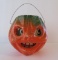 Vintage Halloween paper mache pumpkin with paper face, 4