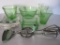 Vintage green depression glass kitchen items and Dazey beater