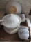 Pfaltzgraff soup tureen, oatmeal bowls, pig pitcher and serving bowl