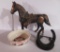 Ralston Purina Tom Mix Cereal bowl, metal horse and horse shoe frame