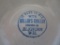 Blue and pink banded advertising stoneware bowl, Millers Grocery Elkhorn Wis, 7