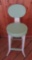 Cream and green metal kitchen stool, 33 1/2