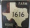 Heavy steel road sign, Farm road 1616, Texas, 23 1/2