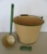 Cream and green bucket with ladel and Mendets box
