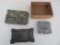 Retro Coca Cola metal belt buckles and wood miniature crate
