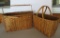 Two split oak baskets with wooden handles