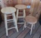 Three wooden stools, unmatched