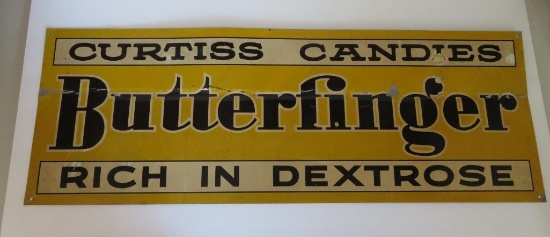 Curtiss Candies two side candy advertising sign, Butterfinger and KoKo Nut Roll, 28" x 10"