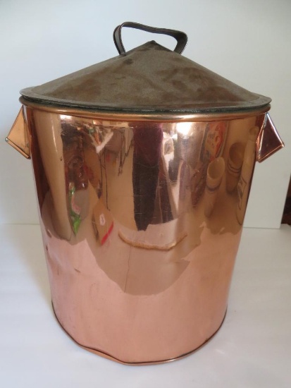 Copper boiler, 14" tall with zinc lid