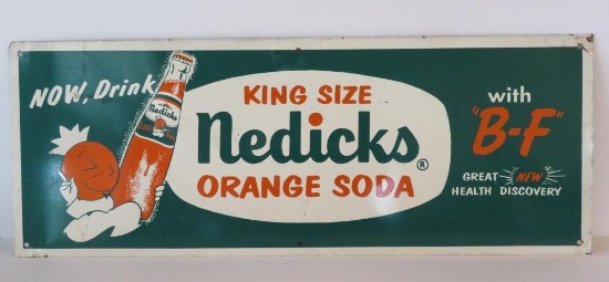 Nedicks metal advertising sign, orange soda, 24" x9"
