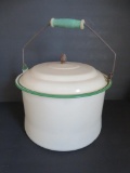 Green and cream enamel kettle, 11