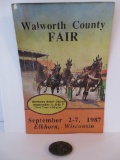 Vintage Walworth county Fair horse racing poster and Rodeo belt buckle