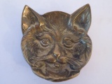 Brass cat pin tray, 4 1/2