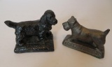 Two advertising dog paperweights, cast iron, Hamilton Foundry Quality Castings, and Brillion