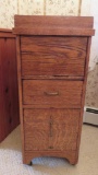 Oak lift top file cabinet, two drawers
