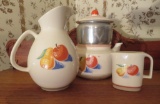 Harker Bakerite Apple and Pear dinnerware, pitcher, coffee and creamer