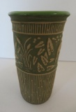 Red Wing brushware vase, commemorative, Heron, 6 1/2