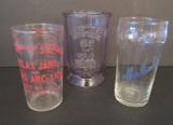 Advertising glasses, Keystone beater, Atlas Jar and Horlick