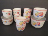 Harker Bakerite Apple and Pear dinnerware, custard cups and storage