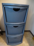 Sterlite three drawer cabinet with removable totes