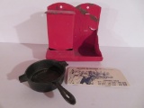 Match holder and cast iron advertising ash tray, Hoards Dairyman notebook