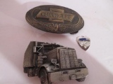 Two vintage 1970's belt buckles and charm