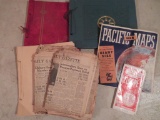 Vintage Maps, Janesville Gazette newspapers and vintage clean scrapbooks